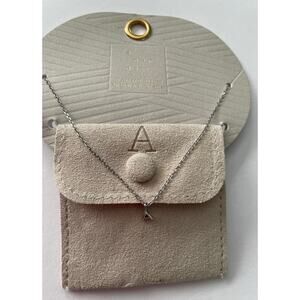 Sterling Silver Initial “A” Necklace 16” with 3” Extender & Suede Pouch